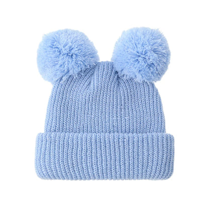 0-12M Solid Knitted Cute Pom Pom Cap Newborn Boys Girls Turban Hats Hospital Bonnets Infant Autumn Winter Headwraps Kid Headwear