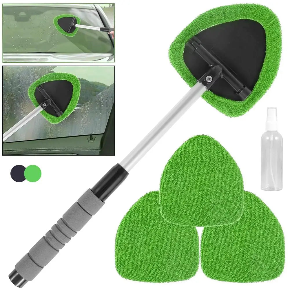 Telescopic Car Window Windshield Cleaning Brush Set Microfiber Window Glass Cleaner Car Window Cleaner Scraping Mist Eliminator