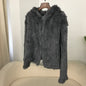 2024 Short Rabbit Fur Coat for Women Autumn Winter New Encrypted Thickened Handmade Double-sided Woven Hooded Korean Style