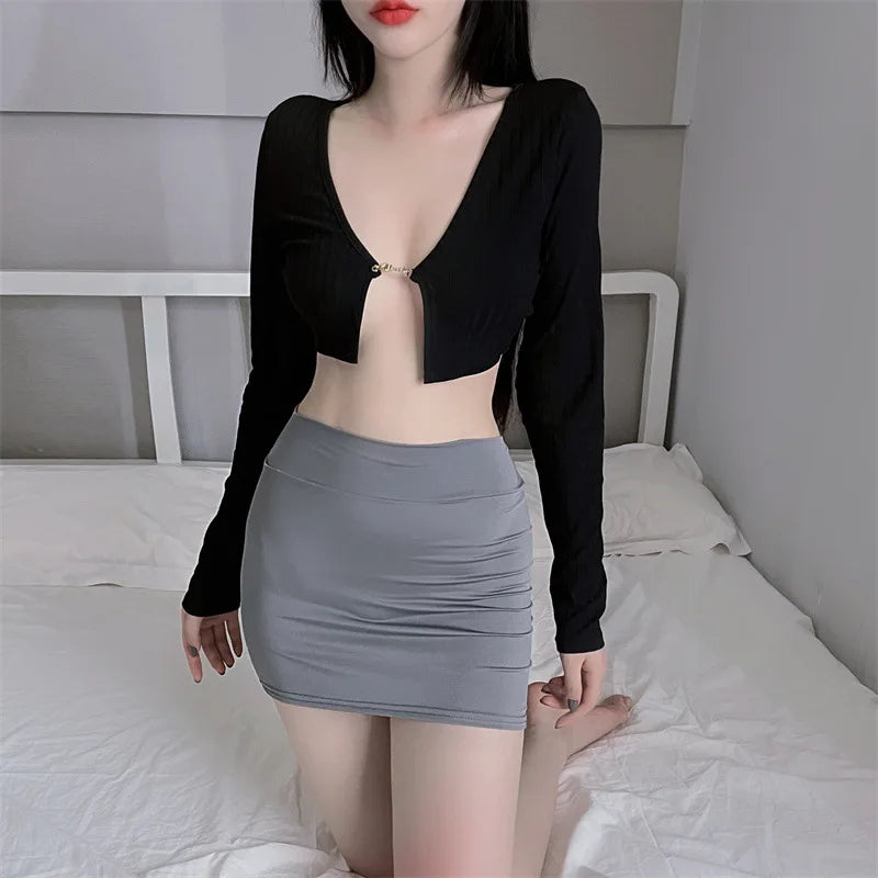 2026 NEW High Waist Sexy Casual Black White Bodycon Pencil Mini Skirts Wrap Hip Silk Short Skirt for Women Night Club Wear Summe