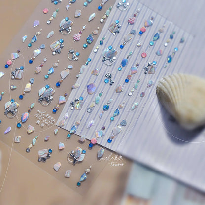 Shiny Blowing Bubble Nail Decorations Stickers 5D Shell Light Love Cat Bubble Transfer Slider Sticker DIY Summer Manicure Decals