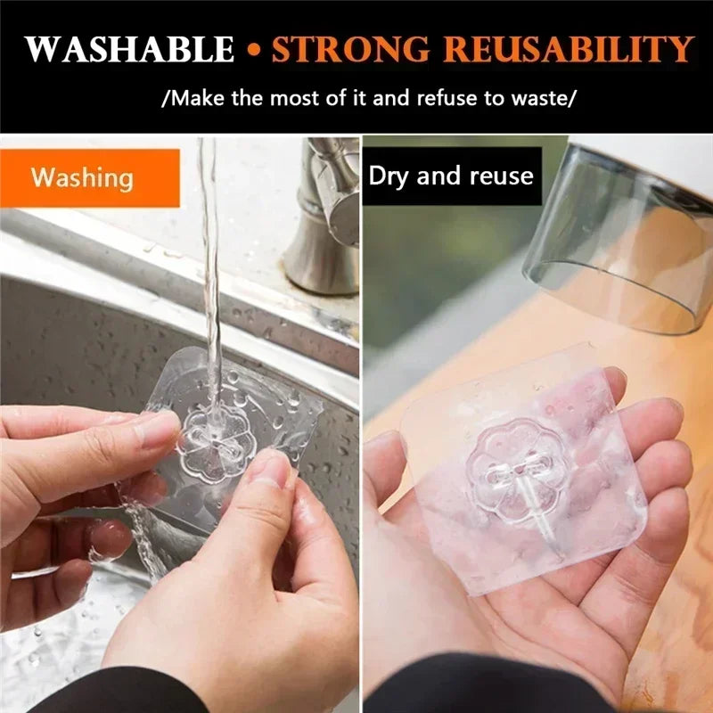 1-100PcsTransparent Self adhesive wall hooks Multi-Purpose Wall Hook Key Holder Towel Holder For Kitchen Bathroom Accessories