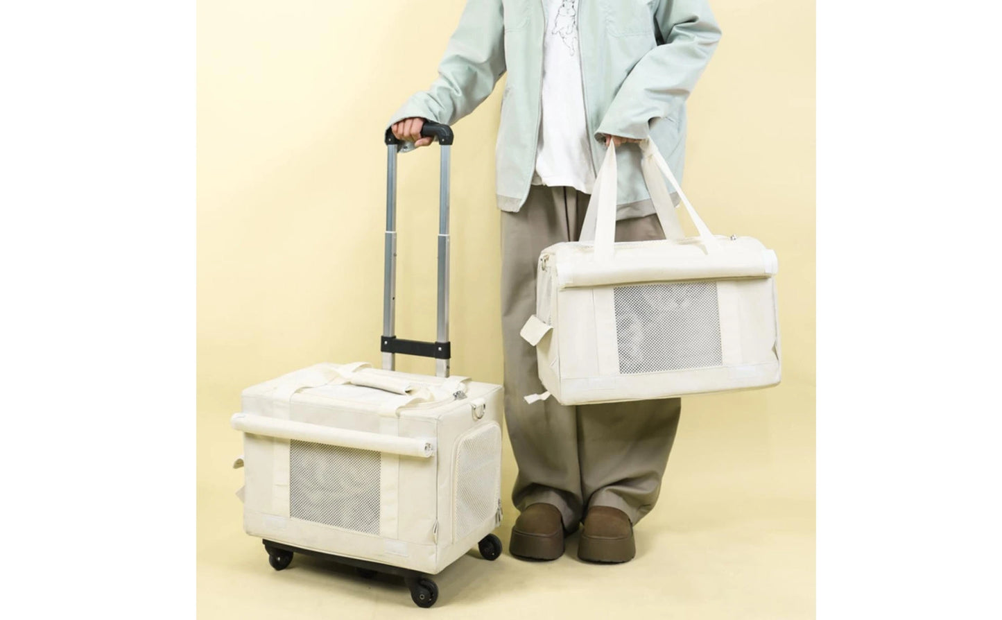 Pet Carrier with Telescopic Handle Soft-Sided Pet Carrier Trolley Travel Bag Portable Long-Lasting for Cats, Outings