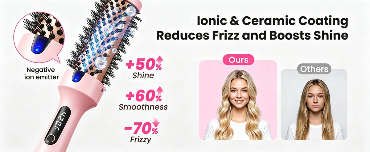 Thermal Brush Blowout Boost 1.5 inch Heated Round Brush for Blowout Look Dual Voltage Negative Ion Technology 6 Temperature Mode