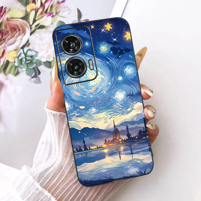 Case For Motorola Edge 50 Fusion Cover XT2429-1 Popular Flower Soft Black Silicone Phone Cases For Motorola G96 5G MotoG96 Funda