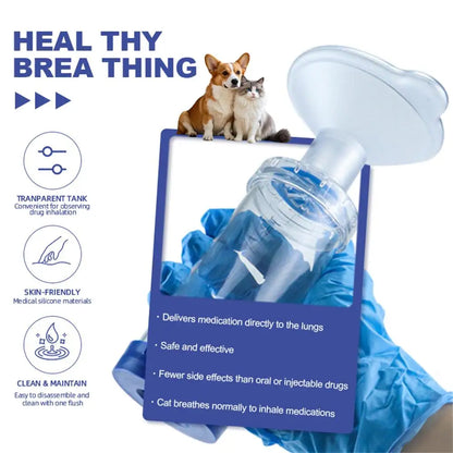 PVC Aerosol Chamber Cat Portable Inhaler Spacer With PVC Mask Pet Cats Dog Asthma Medication Feeding Tool Veterinary Approved
