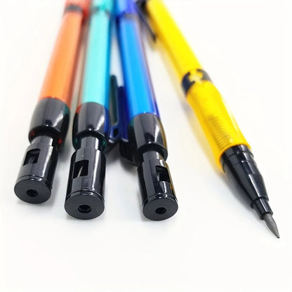 6Pcs/Set 2.0 Mm Automatic Pencil 4 Colors With Pencil Sharpener 2B Lead Writing Smooth Sketching Painting Writing Stationery
