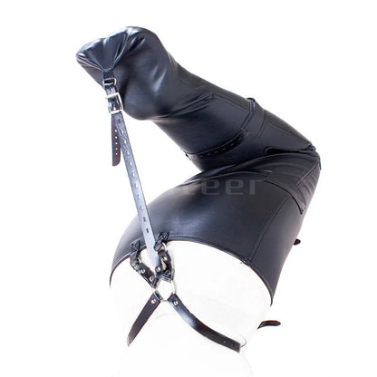Soft PU Leather Headgear Mermaid Straitjacket Head Hood Body Harness Adjustable Leg Binder BDSM Restraint Sex Toy Slave Roleplay