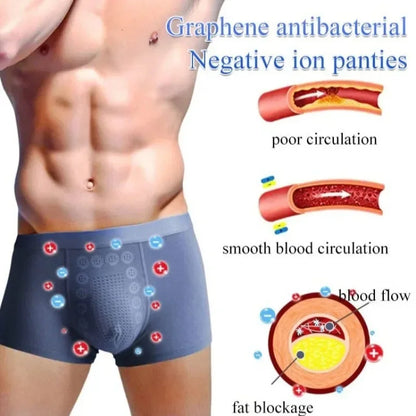 Men’s Boxer Shorts Non-Marking Mid Waist Anion Technology Comfort Underwear Breathable Massage Design Black Men’s Underpants