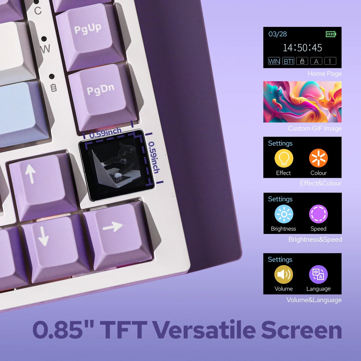 Ajazz AK820 Pro 75% Gasket-mounted Bluetooth 5.1/2.4G Wireless & Wired Mechanical Keyboard with TFT Screen for Gaming