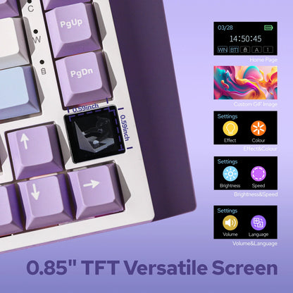 Ajazz AK820 Pro 75% Gasket-mounted Bluetooth 5.1/2.4G Wireless & Wired Mechanical Keyboard with TFT Screen for Gaming