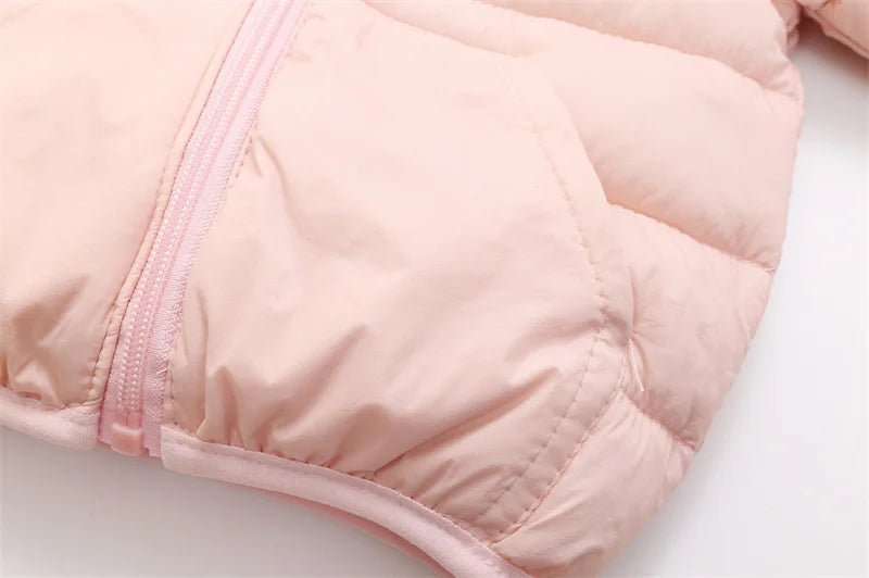 2024 Kid's Solid Color Jacket Boys Hooded Zipper Down Cotton Coat Autumn Winter New Girls Thickened Casual Cute Outerwear 2-6Y