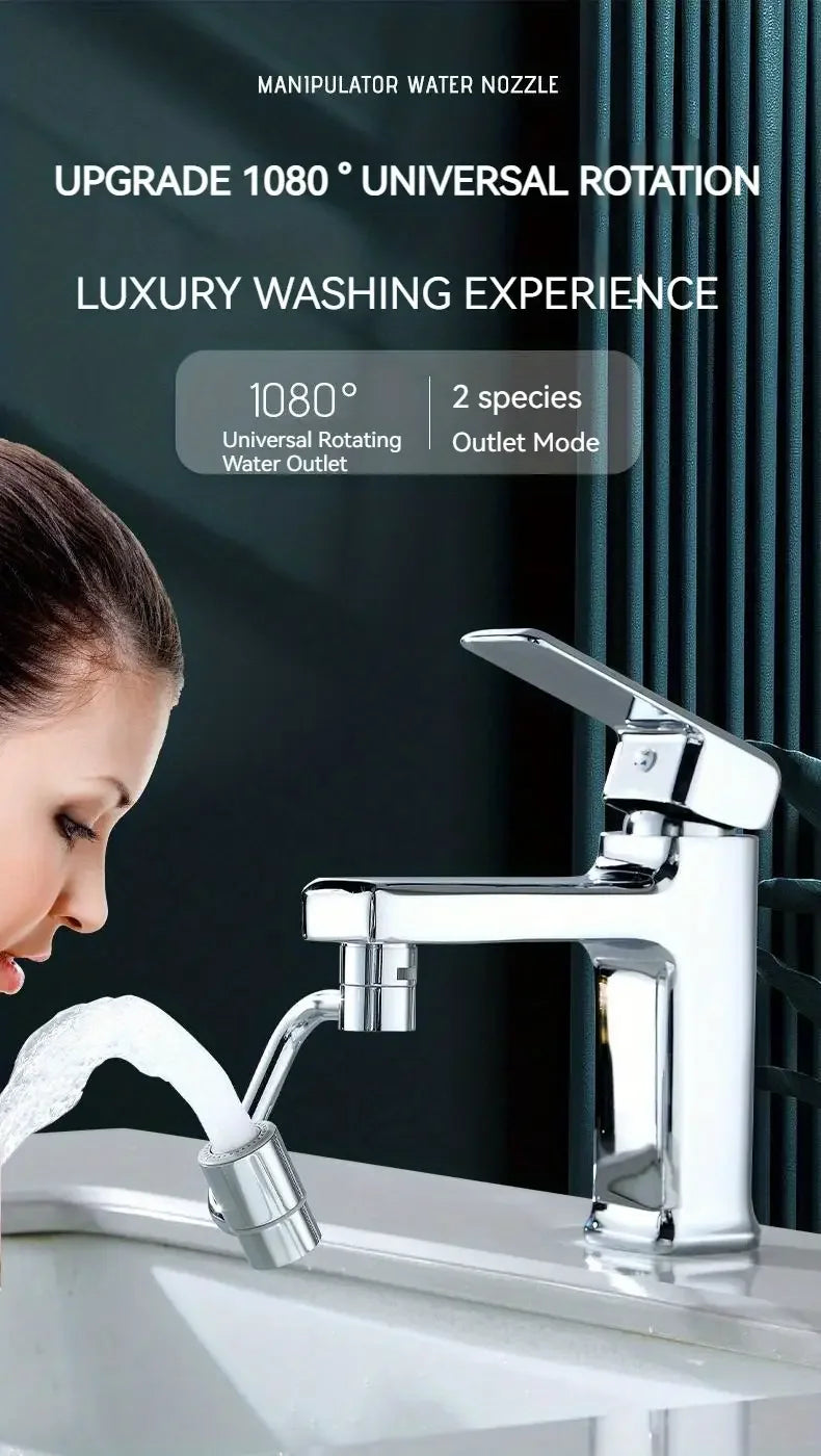 Stainless Steel 1080° Swivel Kitchen Faucet Extender Universal Splashproof Dual Mode Bathroom Sink Accessories with Adapter
