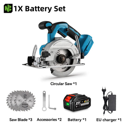 NEWBENY 5 Inch 125MM Brushless Circular Saw Cordless Electric Saw Multifunction Wood Cutting Power Tool for Makita Battery Pin