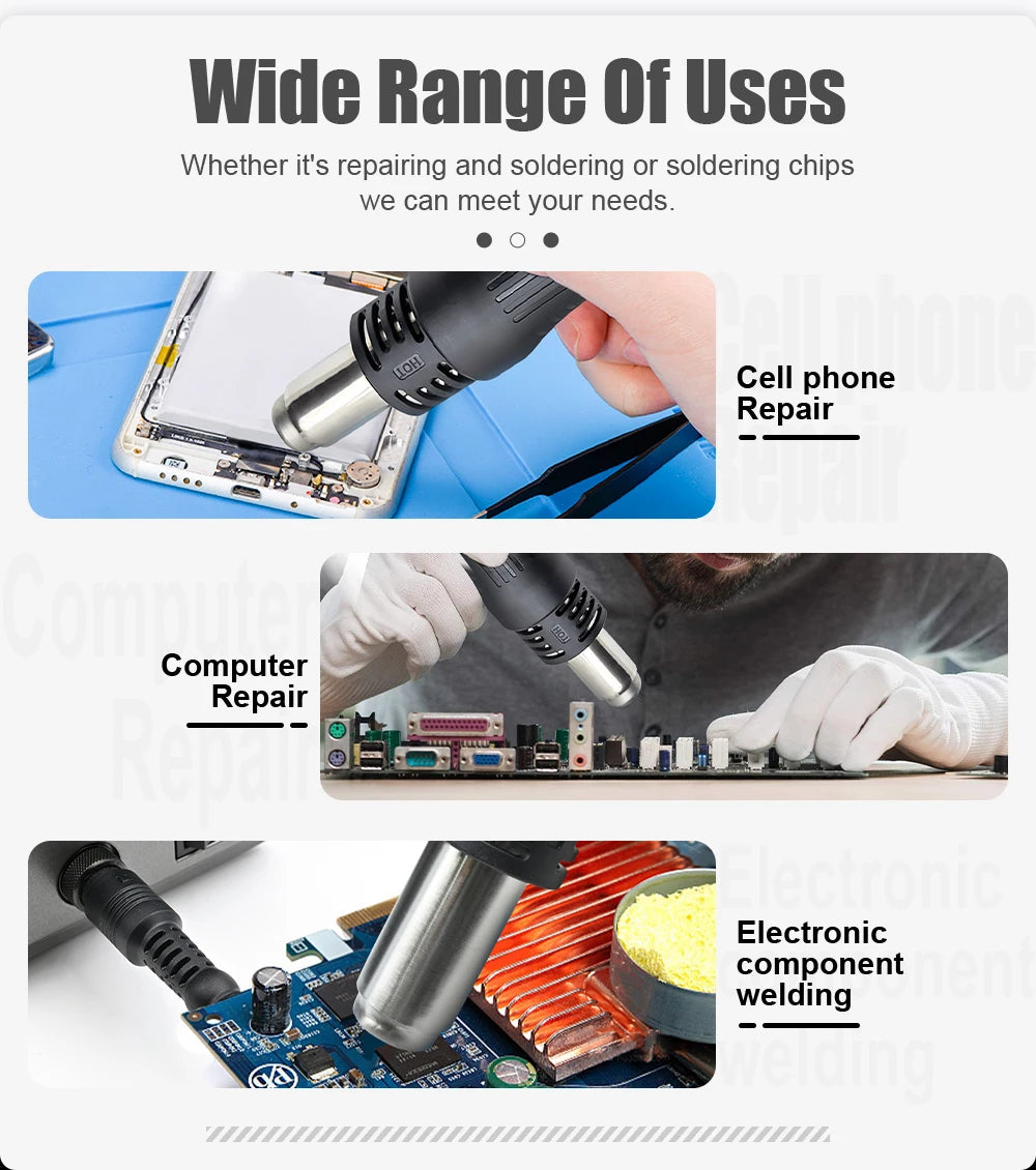 JCD Hot Air Gun 858D 700W BGA Rework Solder Station Soldering Heat Air Gun Station 220V / 110V For SMD SMT Welding Repair Tools