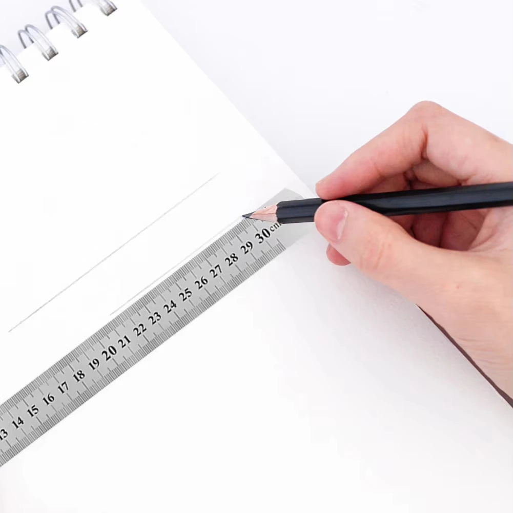 Stainle Steel Metal Straight Ruler Precision Double Sided Precision Measur Tool Scale Metric Ruler 15-50cm The Scale table Clear