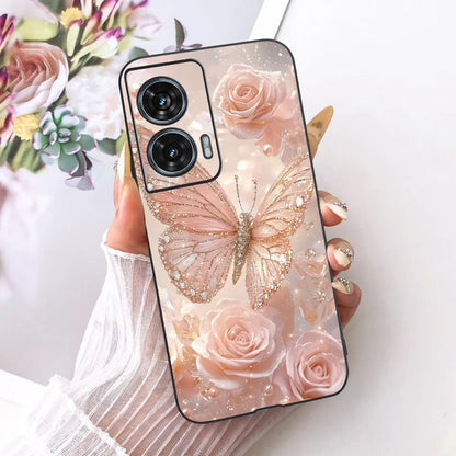 Case For Motorola Edge 50 Fusion Cover XT2429-1 Popular Flower Soft Black Silicone Phone Cases For Motorola G96 5G MotoG96 Funda