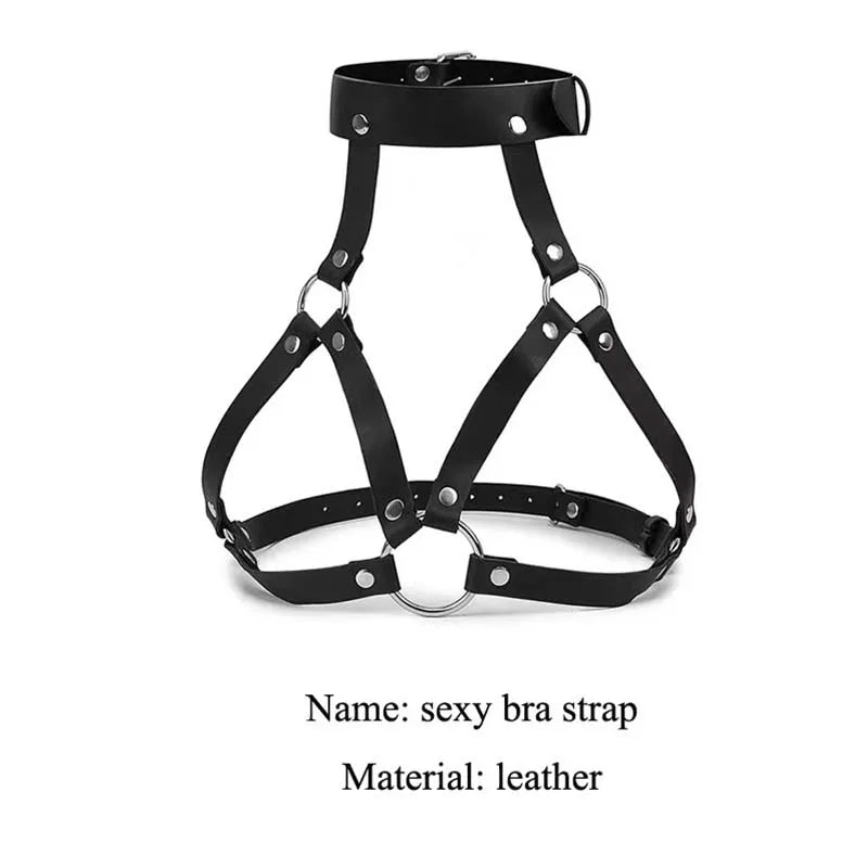 Sexy Leather Body Harness Belt with Mask BDSM Bondage Lingerie Chest Harness Strap for Enhanced Sensation