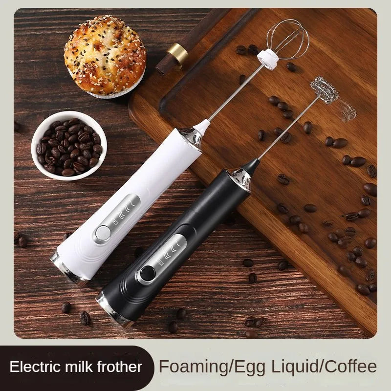 USB Electric Mixer, Handheld Coffee Milk Frother, Portable 3-Speed Blender, Butter Maker, Kitchen Tool, Ingredient Mixer