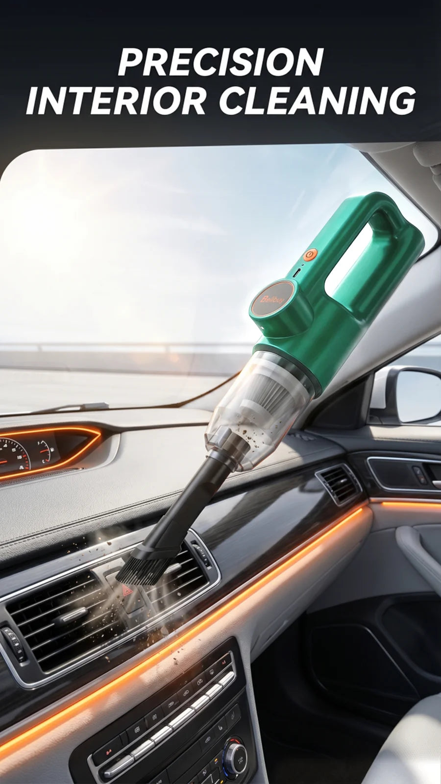 Cordless Portable Handheld Vacuum Cleaner, Mini Wireless Car Vacuum Cleaner with Ergonomic Handheld Design, High Power Strong Suction Rechargeable Handheld Vacuum for Car Household Dust Debris Pet Hair Removal One-Key LED Lig