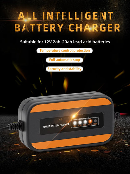12V 6V Motorcycle Toy Car Battery Charger Mini Lead Acid Battery Charger 2A Full Automatic Charging Puls Repair for Auto Motorcy