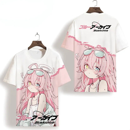 Takanashi Hoshino Game Blue Archive Cosplay T-shirts 3D Print Anime Cartoon Tees Summer Men Women Harajuku Y2k Short Sleeve Tops
