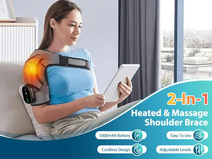 Electric Shoulder Heating Pad 3-Speed Vibration Muscle Relax Belt Thermal Massager Shoulder Neck Health Care Support Brace