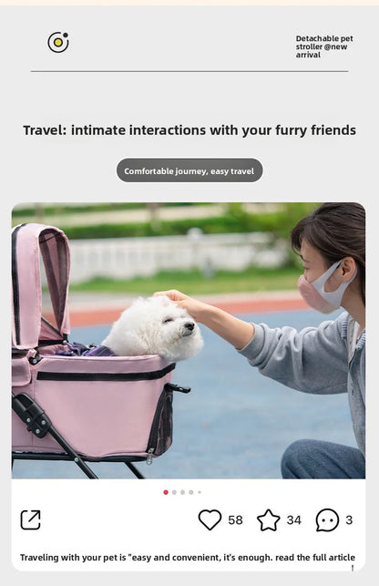 Pet cart Lightweight foldable out Pet cart Small dog cart Separable basket pet carriers and travel gear