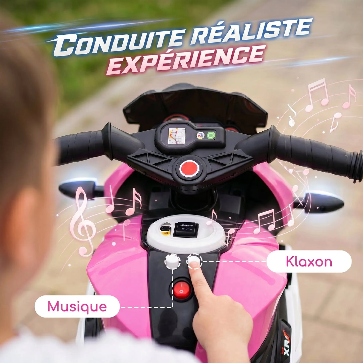 3-wheel 6 V electric Motorbike for children, electric car for 3- to 5-year-olds, with light and sound effects, 86x42x52cm, pink