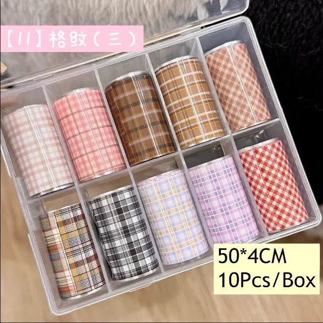 10Rolls Lacce Flower  Nail Foils Transfer Paper  Nail Art Stickers  Manicure Set Decal  Nails Decoration