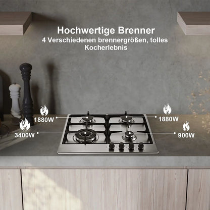 TopStrong 2/4/5 Burner 4200W Stainless Steel Auto Flame Protection Built-in for Natural Gas/Propane, Easy Clean, 30cm‌ Gas Hob