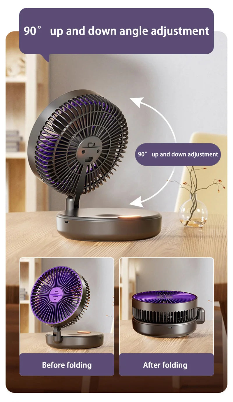 Lenovo 5000mAh 3IN1 Rechargeable Multifunctional Portable Fan Wall Mounted Fan 90° Folding Fan 4 Gears With Warm Night Light
