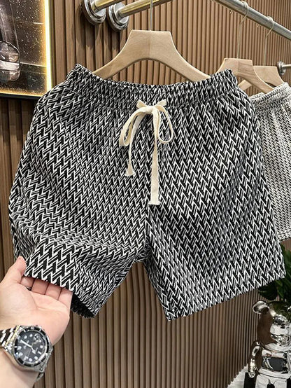 Houndstooth Casual Plaid Shorts Men Sport Loose Wide leg Gym Running Shorts  Beach Baggy Board Cargo Shorts Male