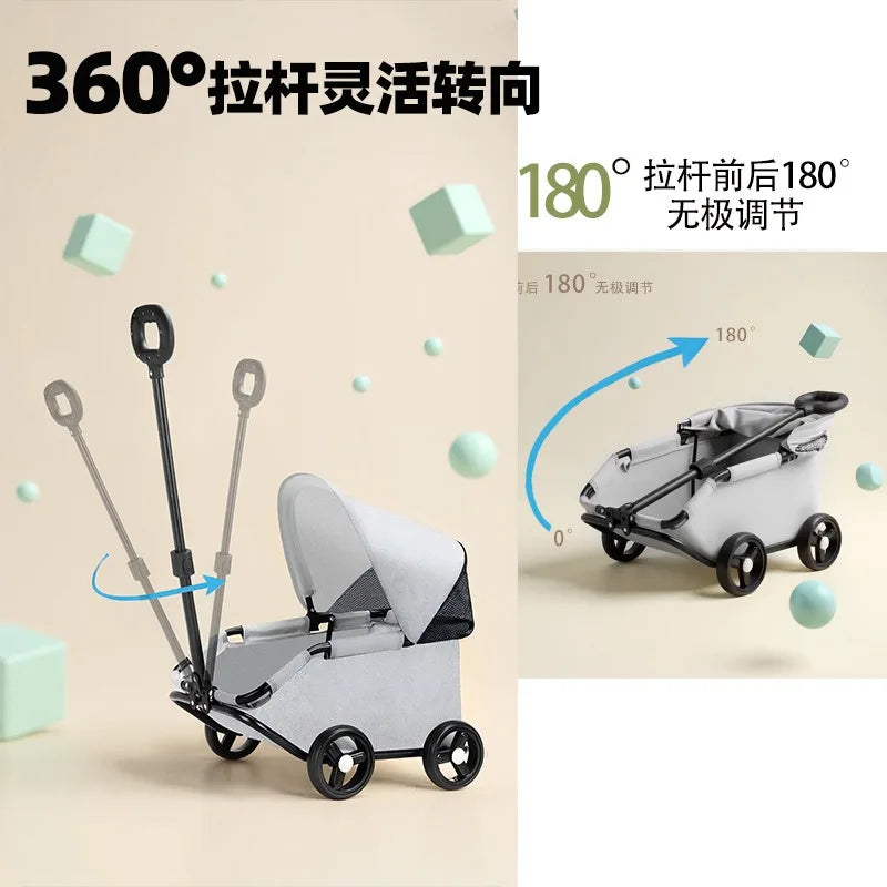 Foldable Pet Stroller Cart for Small Dogs Cats Puppy Kitten Outdoor Travel Carrier Toy Pushcart