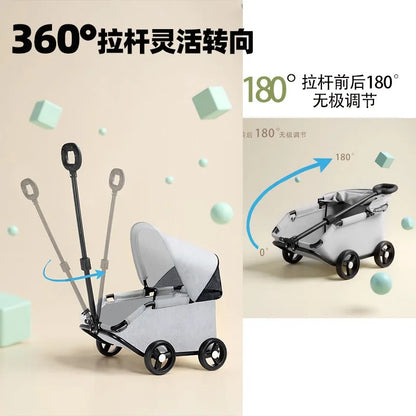 Foldable Pet Stroller Cart for Small Dogs Cats Puppy Kitten Outdoor Travel Carrier Toy Pushcart