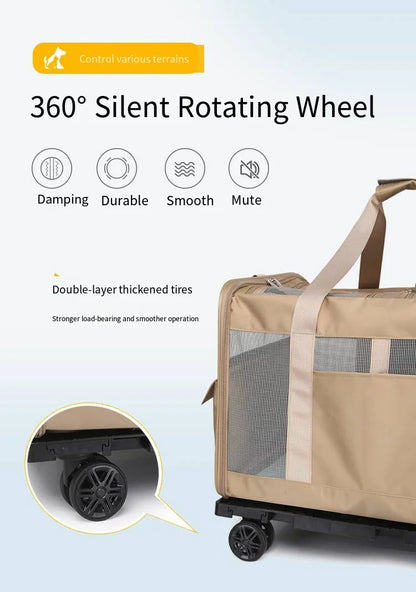 Foldable Lightweight Pet Travel Carrier Bag Breathable with 360° Swivel Wheels for Cats Dogs Portable Outdoor Pet Backpack 2026