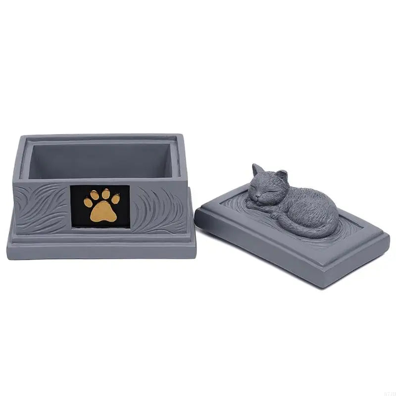 Pet Memorials Ornaments Resins Cats Asleep Urn Ashes Container Organizers for Animal Funeral Cremations and Cremations Gift 37JD