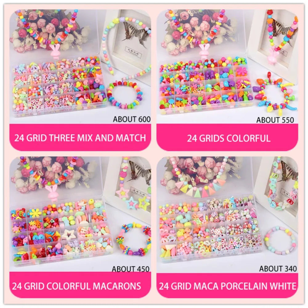 Arts Crafts DIY Handmade Beaded Kit Jewelry Set Handmade DIY Making Beads Kit DIY Creative Beads for Children Girl