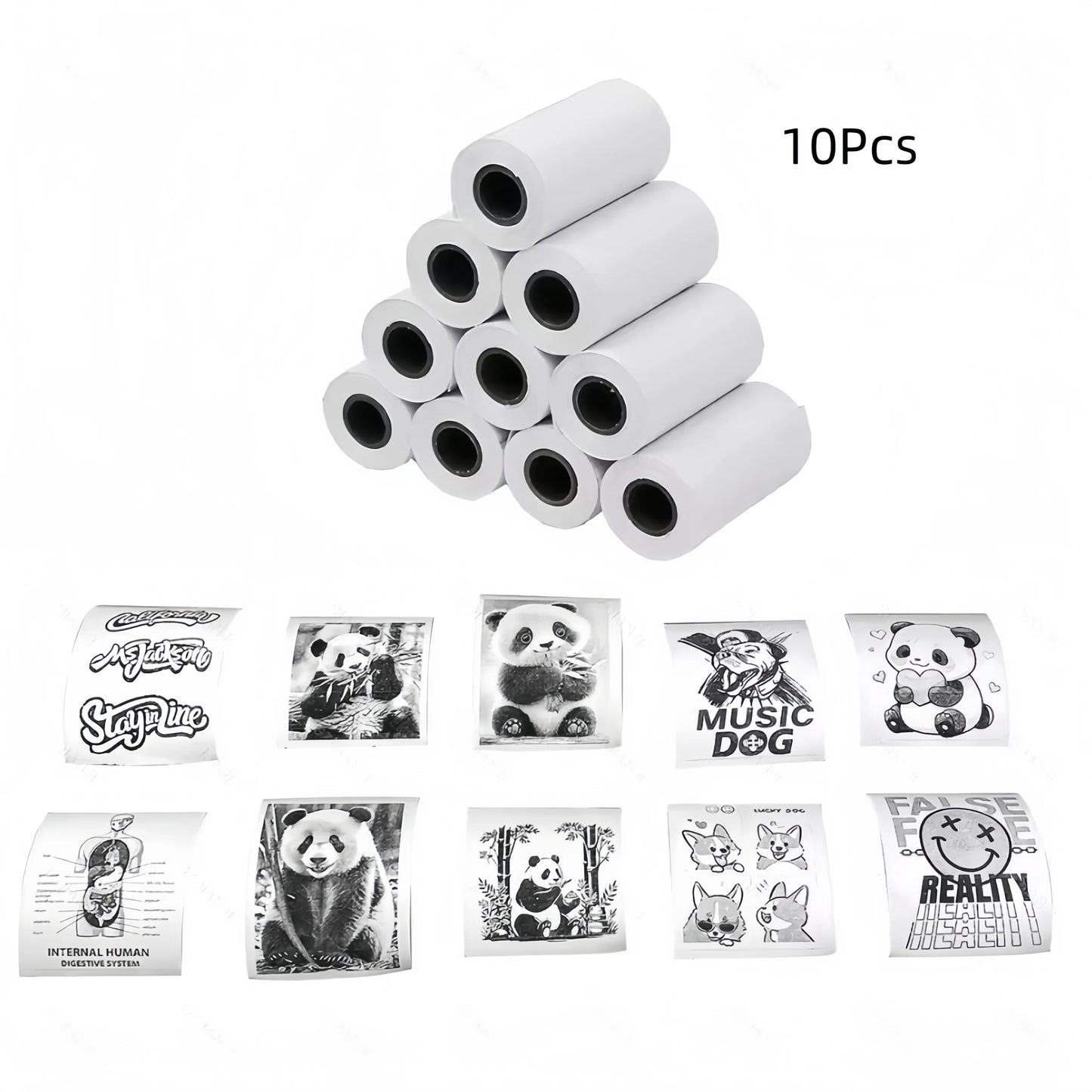 10 Rolls Kids Instant Camera Refill Print Paper Film Coreless Thermal Print For 57mm Portable Cash Registers Mobile Printer