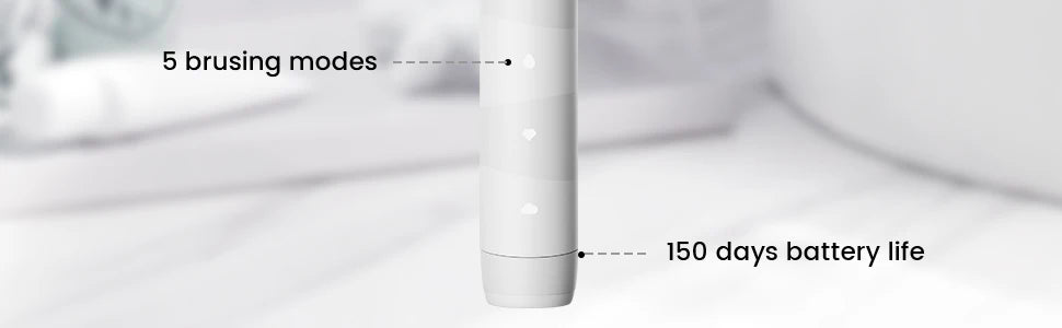 Electric Toothbrush for Adults,Oclean 150 Days Battery Life Electric Toothbrush with 3 Brush Heads  5 Modes IPX7 Waterpoor