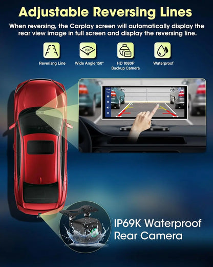 Srnubi 11.26 Inch 4K Dash Cam Wireless CarPlay & Android Auto Portable Car DVR Intelligent Systems Video Recorder GPS Navigation