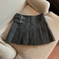 S-3XL Y2K Pu Leather Mini Skirts Women Streetwear High Waist Pleated Skirt Vintage Korean Black Slim Casual A Line Skirts