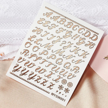 3D Glittery Gothic Letter Design Nail Art Stickers Uppercase Alphabet Letters Artistic Designs DIY Nail Art Decals Decoration #1