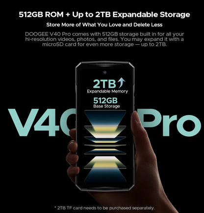 Global Version DOOGEE V40 Pro 5G Rugged Phone 6.78" Display 16GB+512GB Dimensity 7300 200MP AI Camera 8680mAh 33W Fast Charger