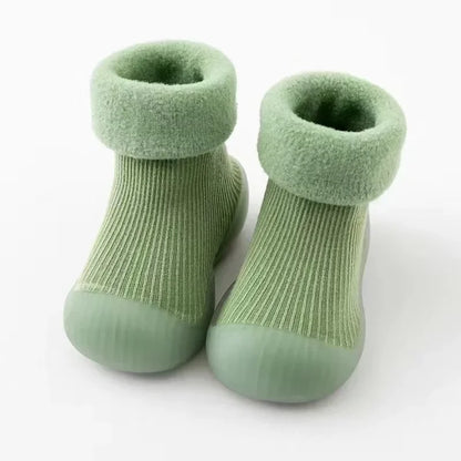 Baby Winter Booties Non-Slip Soft Sole Shoes with Cotton Socks Warm Fleece-Lined Infant First Walkers for Boys Girls 0-4T