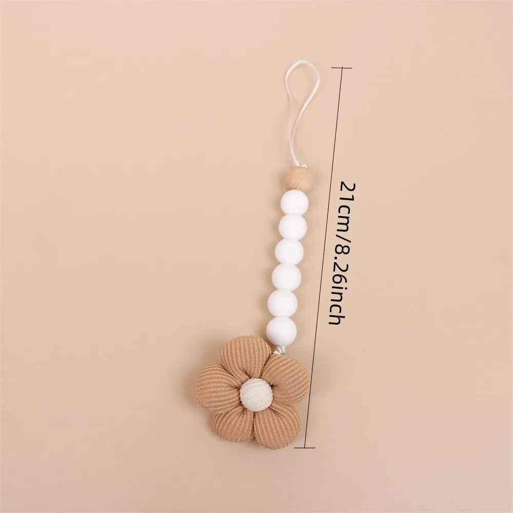 Cartoon Bunny Pacifier Chain Clip Wood Crochet Bear Teething Chain Baby Teether Soother Holder Newborn Chew Toys Pacifier Clips
