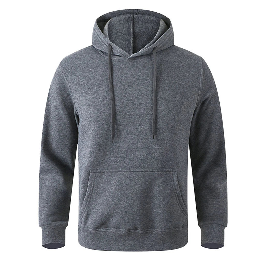 Men's and Women's Warm Sweatshirt Casual Solid Color Streetwear Pullovers Sport Fitness Pocket Hoodies Multi Color