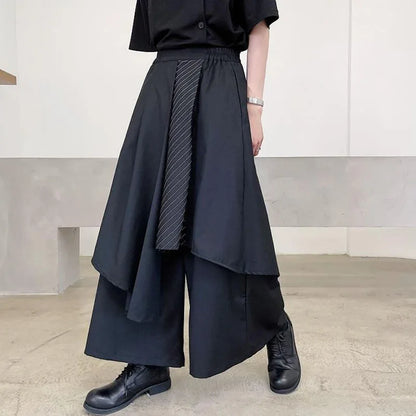 Women Skirts Pants Japaness Gothic Irregular Pants Women High Waist Black Long Pants Skirts Female Pleated Skirts Women Clothing