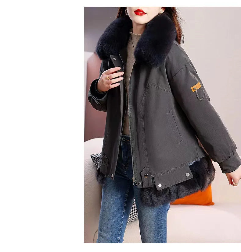 Upgraded 2023 Autumn/Winter omen's Pi vercomes Warm tras Coat Natural Fox Hair Fashion Wool Coat Temperament Slimming Inner Tank