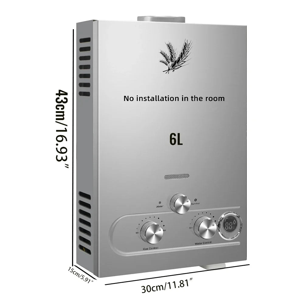 VEVOR LPG Liquefied Petroleum Gas Water Heater 6L 8L 10L 12L 16L 18L Liquefied Petroleum Gas Propane Butane Water Heater